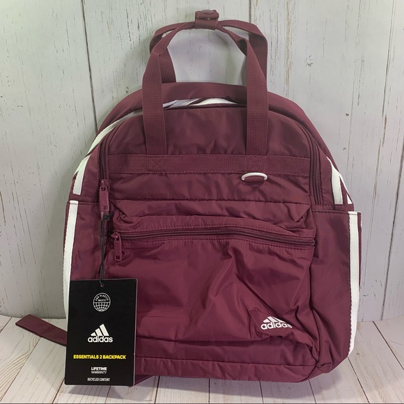 adidas Essentials 2 backpack Victory Crimson Purple White Eco Friendly.